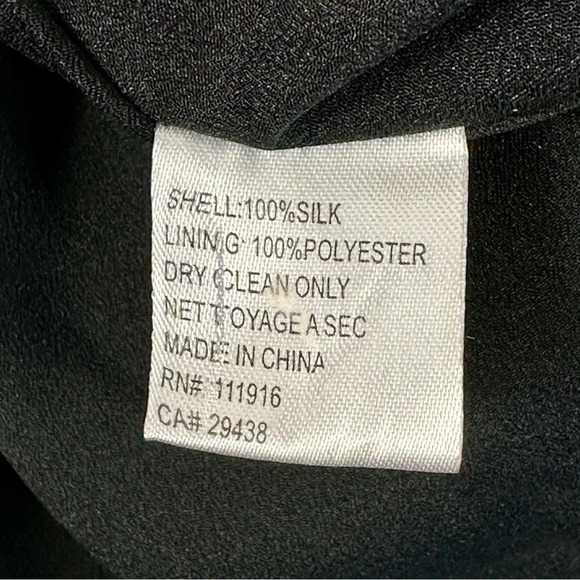 A Line Silk Black Wrap Dress Small WhimsiGoth Quiet Luxury Romantic Party - Picture 7 of 9